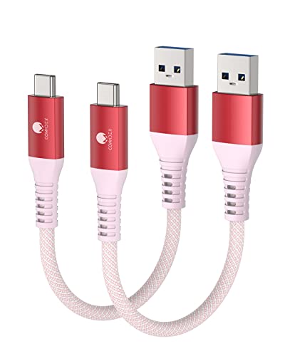 CONMDEX Android Auto USB Cable [2ft, 2Pack] 10Gbps, 3A Fast Charging, Red - color: Red, size: 2ft+2ft, style: 2Pack