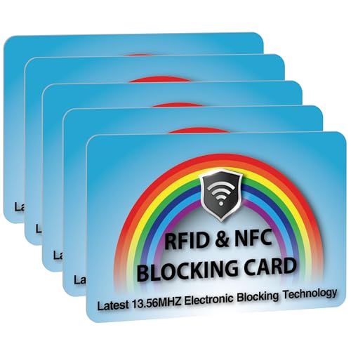 SaiTech IT 5 Pack RFID Blocking Card Protect Your Entire Wallet, Purse | Protect Cards from NFC Contactless Theft Wallet for Men & Women (Rainbow-Blue) - color: Rainbow