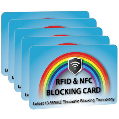 SaiTech IT 5 Pack RFID Blocking Card Protect Your Entire Wallet, Purse | Protect Cards from NFC Contactless Theft Wallet for Men & Women (Rainbow-Blue) - color: Rainbow
