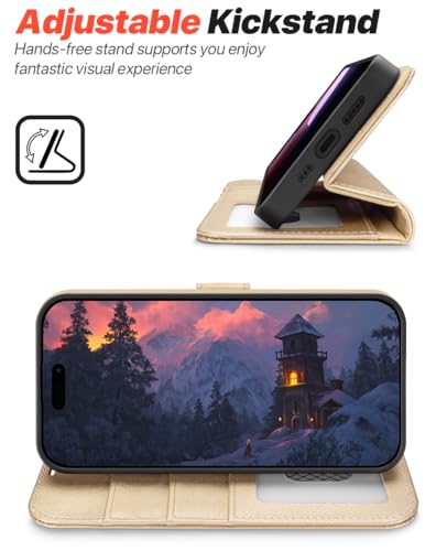 OCASE for iPhone 17 Detachable Wallet Case with Card Holder, 2 in 1 PU Leather Flip Folio with RFID Blocking Stand Wrist Strap Shockproof Phone Cover 6.3 Inch 2025, Gold - color: Gold, size: iPhone 17