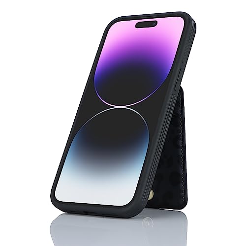 iCoverCase Wallet Case for iPhone 13 Pro Max/12 Pro Max Compatible with MagSafe, Magnetic Detachable Card Slots Holder PU Leather Kickstand Wireless Charging Case 6.7 Inch (Black Leopard) - color: Black Leopard
