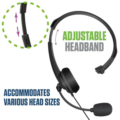 Cellet Wired Hands Free Headphones with 3.5mm Jack, Compatible to Computer Cellphone Headphone PC Skype Webinar Smart Phone Call Center Use Hands Free for delivery man Truck Driver