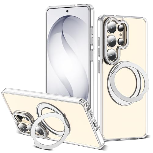 for Samsung Galaxy S26 Ultra Case with 360°Rotatable Magnetic Ring Stand Compatible with Mag-Safe Military Protection Transparent Phone Case for Galaxy S26 Ultra 6.9",Clear - color: Clear, size: Samsung Galaxy S26 Ultra