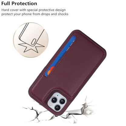 iCoverCase Compatible with iPhone 11 Pro Phone Case with Card Holder, Wallet Case for Women Men RFID Blocking PU Leather Protective Case 5.8 Inch (Wine Red) - color: Wine Red
