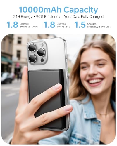ULiXWH 10,000mAh for MagSafe Power Bank Ultra-Slim Fast Charging for Travel - color: Black