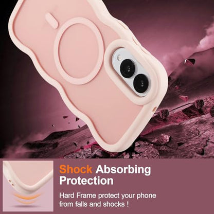 UEEBAI Magnetic for Samsung Galaxy S25 Edge Case, Compatible with MagSafe, Transparent Clear Wave Frame Design Soft Edge Cover Matte Shockproof Phone Case- Pink - color: Pink, size: Samsung Galaxy S25 Edge 5G