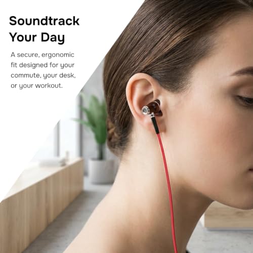 Symphonized Wired Earbuds with Microphone – Noise Isolation Ear Buds with Mic, in Ear Headphones Wire for Computer & Phone, Earphones 3.5 mm Jack - color: Nylon Red, style: 3.5mm Aux