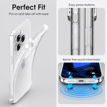Clear Case for iPhone 15 Pro Max,[Not-Yellowing][Military Drop Protection] Soft Shockproof Transparent Phone Case, Ultra Slim & Thin Protective Case for iPhone 15 Pro Max 6.7"(Clear) - size: for iPhone 15 Pro Max