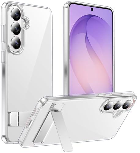 Designed for Samsung Galaxy S26 Case Clear, Built-in Invisible Kickstand [Military Grade Drop Protection] Anti-Yellowing Slim Fit Shockproof Cover for Galaxy S26 5G 6.3 Inch-Crystal Clear(2026) - color: Clear, size: Samsung Galaxy S26 6.3"