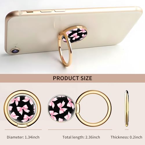 Cell Phone Ring Holder, Cute Metal Phone Grip Stand Finger Ring Kickstand, Flexible 360°Rotation Phone Tablet Case Accessories Compatible with Most Phones Pink Black Bowtie - color: Pink Black Bowtie