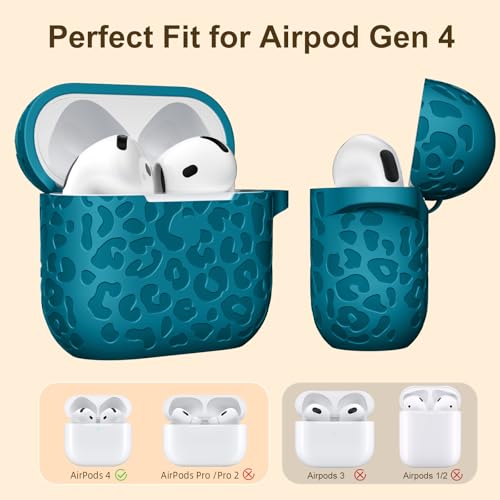 Leopard Engraved for AirPods 5 (2026) and AirPods 4 Case Cover (2024) - color: Blue, size: Airpods 5 & 4 Case
