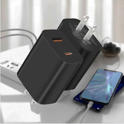 4 Pack USB C Charger Block,20W USB-C & USB-A Port Charger，for i Phone 17/16/15/14/13/12/11/X/8, i Pad and More - color: 4p black