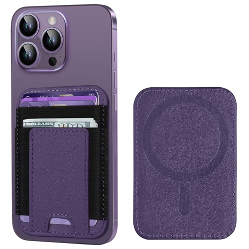 Upgraded for Magsafe Wallet, 7 Card Holder, RFID Blocking, Strongest Magnet | Magnetic Wallet for iPhone 17/16/15/14/13/12 Series, for Magsafe Card Holder, Vegan Leather, Luxury Purple - color: Luxury Purple