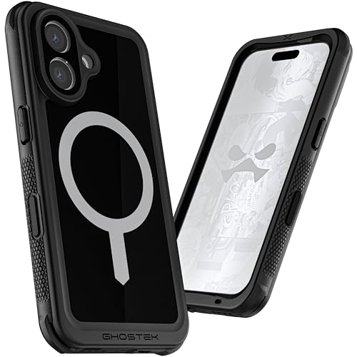 Ghostek Nautical Waterproof iPhone 16 Case with Belt Clip Holster - Screen and Camera Protector, Apple MagSafe Compatible, Rugged Heavy Duty Cover (6.1 Inch, Black) - color: Black, size: iPhone 16