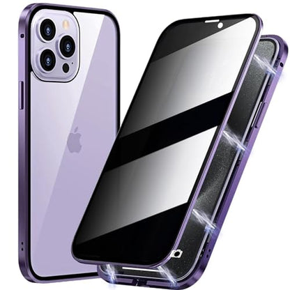 Magnetic Titanium for iPhone 15 Pro Privacy Screen Case Full Body Cover - color: Purple Titanium, size: iPhone 15 Pro