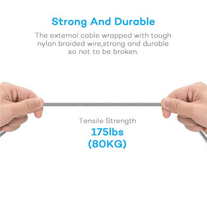SEIPOG 4in1 Multi Charging Cable, 4FT USB Charging Cable, Silver, 2Pack