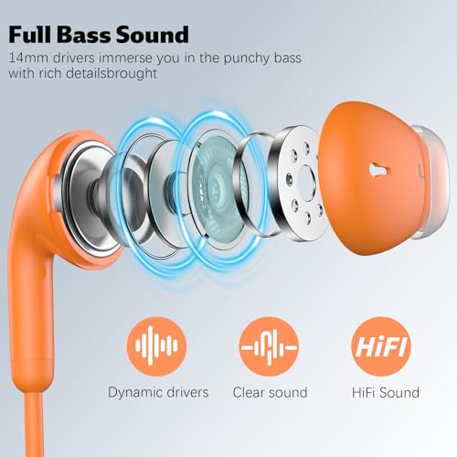 USB C Headphones for iPhone 18 Pro Max 17 16 Wired Earbuds,0range - color: Orange