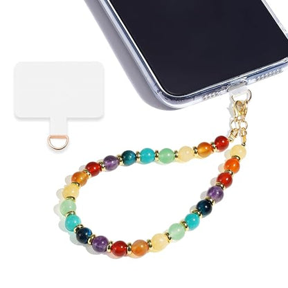 Marble Beaded Phone Wrist Strap for Women, Detachable Design - color: Colorful