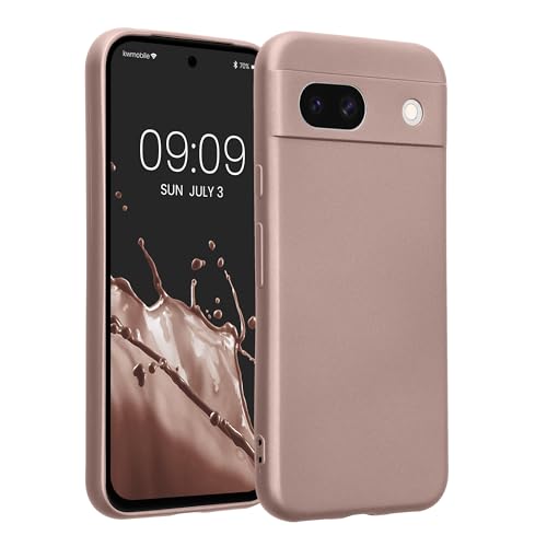 kwmobile Case Compatible with Google Pixel 8a Case -Soft TPU Back Phone Cover - with Metallic Look - Metallic Arctic Berry - color: Metallic Arctic Berry