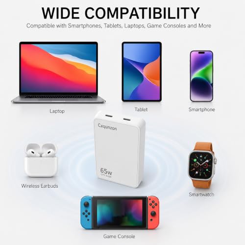 65W Slim USB C Wall Charger - color: White