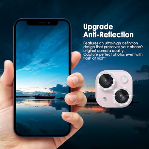 TENOC Camera Lens Protector for iPhone 13 & 13 Mini, Silver Glitter - size: iPhone 13/13 Mini