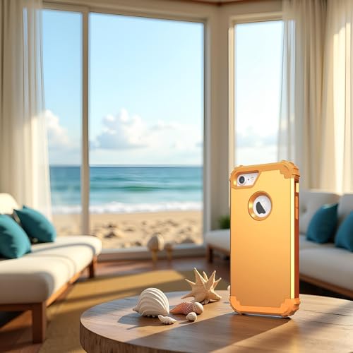 IDweel for iPhone 8 Case with Screen Protector(Tempered Glass),for iPhone 7 Case, 3 in 1 Shockproof Hybrid Heavy Duty Hard PC Cover Soft Silicone Sturdy Bumper Full Body Sturdy Case,Sundial Yellow - color: Sundial Yellow