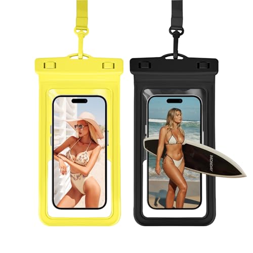 Waterproof Phone Pouch, with Inside Card Holder, Large Waterproof Case Compatible with iPhone 17 16 15 14 13 Pro Max, Beach Cruise Essentials, 2 Pack, Yellow and Black - color: A2-Yellow and Black