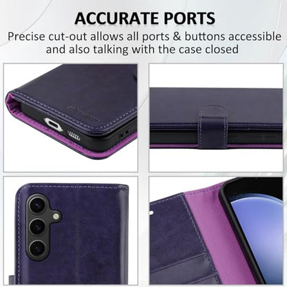 MONASAY Wallet Case for Samsung S23 FE with 3 Card Holders - Purple - color: Purple, size: Galaxy S23 FE