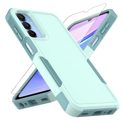 for Galaxy A15 5G Phone Case, [Military Grade Drop Tested] with HD Screen Protector, Dual Layer Protective Heavy Duty Cell Phone Cover Non-Slip Shockproof Case for Samsung Galaxy A15 5G (Green) - color: Green