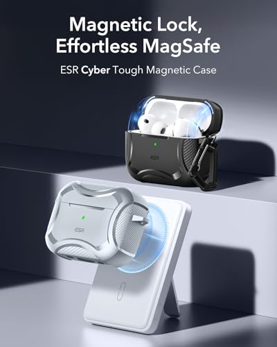 ESR for AirPods Pro 3 Case (2025), Magnetic Lid, Cyber Tough Series, Gray - color: Gray, size: AirPods Pro 3 Case