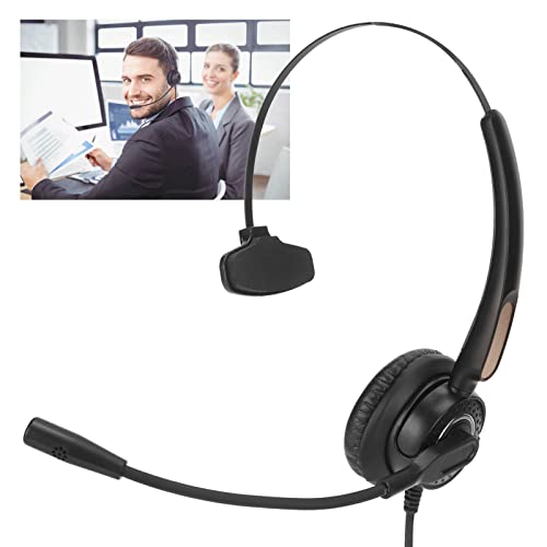 Corded Phone Headset with Noise Clation, Single Ear Headphone for Customer Service, Multimedia Hing, Use, Plug and Play with 330 Degree Rotatable Ear Plate