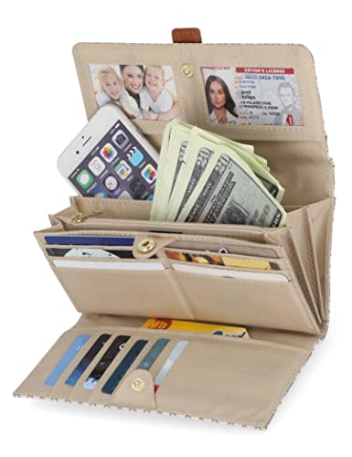 Mundi File Master Womens RFID Blocking Wallet Clutch Organizer With Change Pocket - color: Bridgehampton Sand, size: One Size