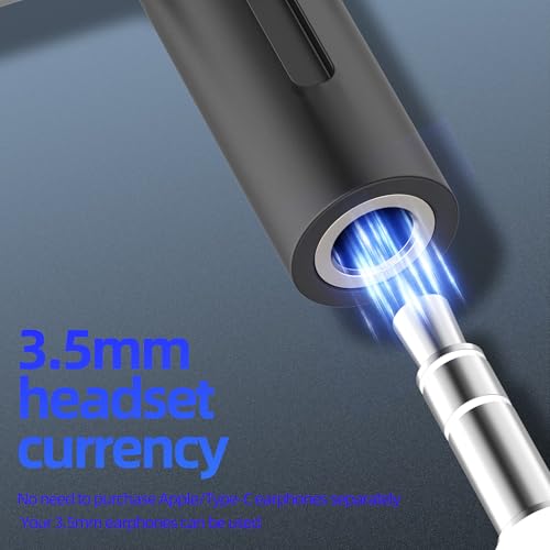 Aux to USB C Adapter for iPhone 17 16 15 14 13 Pro Max Lightning Headphone Jack 3.5mm Audio Cable (2in1) Compatible with Samsung S22 Dual Port for iPod Android Auxiliary Earphone Computer Microphone