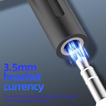 Aux to USB C Adapter for iPhone 17 16 15 14 13 Pro Max Lightning Headphone Jack 3.5mm Audio Cable (2in1) Compatible with Samsung S22 Dual Port for iPod Android Auxiliary Earphone Computer Microphone