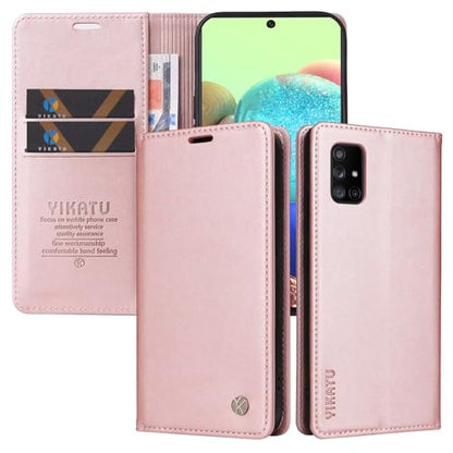 Compatible with Samsung Galaxy A71 Wallet Case PU Leather Flip Folio Case with Card Holder Magnetic Closure Shockproof Protective Phone Cover Rose Gold - color: Rose Gold, size: Samsung A71