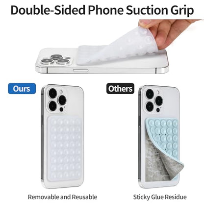 Silicone Suction Phone Case Adhesive Mount, Hands-Free Strong Grip Holder for Selfies, Silicon Adhesive Stand Sticky for Cell Phone (Clear) - color: Clear