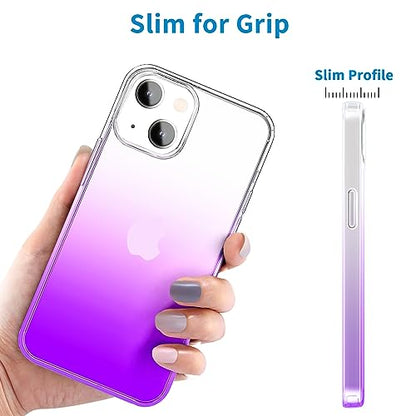 JJGoo Compatible with iPhone 14 Case Clear, Soft Shockproof Protective Slim Thin Phone Bumper Cover Transparent Phone Case, Gradient Purple - color: Gradient Purple