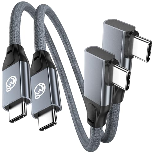 USB C Right Angle Cable 100W 6 inch 2Pack, 4K Video 20Gbps Data Transfer - color: Gray, size: 0.5FT+0.5FT