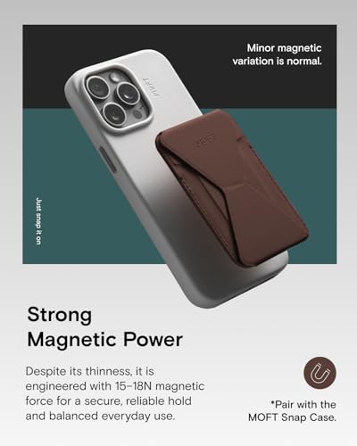 MOFT Magnetic Wallet Stand Compatible with iPhone 17/16/15/14/13/12 Series, Angle Adjustment & Magsafe Compatible MOVAS Phone Stand,Brownie - color: Brownie, size: Standard