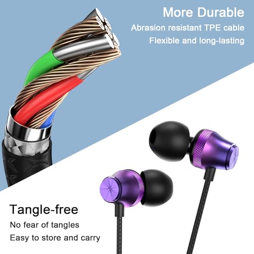 Wired Earbuds 3.5mm Jack with Microphone Soft Small-Ear Earphones - color: Purple-Rose