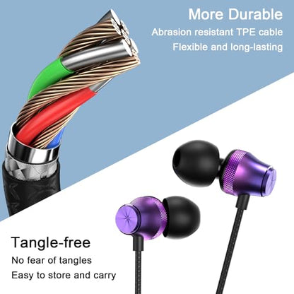 Wired Earbuds 3.5mm Jack with Microphone Soft Small-Ear Earphones - color: Purple-Rose