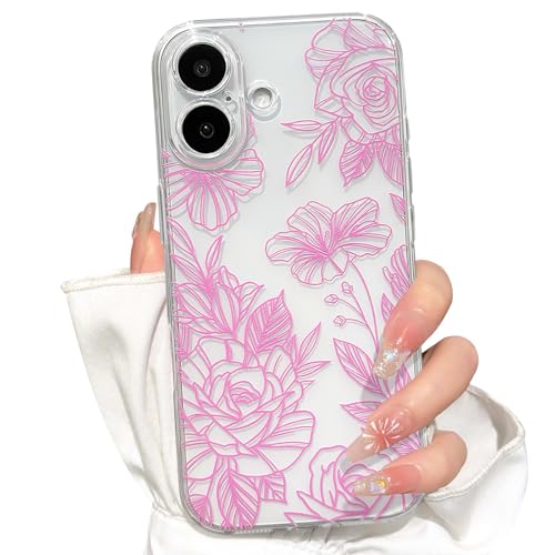NITITOP for iPhone 17 Case Cute Clear Floral Flower - Pink | For girls women, Girly, Aesthetic, Soft TPU, Full camera lens, Protective, Shockproof phone cover - color: Pink, size: iPhone 17
