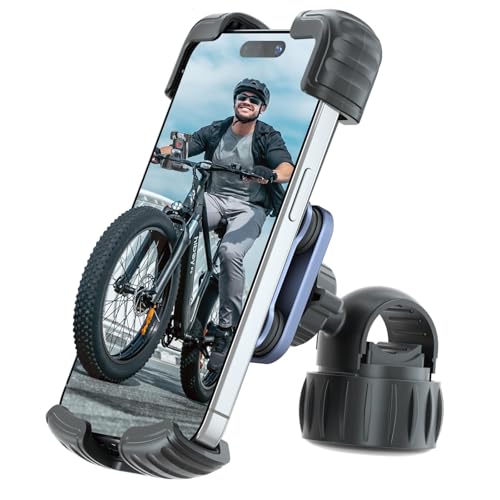 Motorcycle Phone Mount Holder - Upgrade Vibration Dampener - 360° Rotatable Bicycle Phone Holder, Bike Handlebar Phone Clip for 5.1" - 6.8" Smartphones