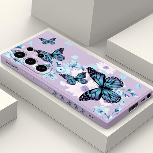 LEECG for Samsung Galaxy S24 Ultra Case, Design Pattern Slim Stylish Drop Proof Protective for Galaxy S24 Ultra Phone Cover 6.8 inch, Aurora Butterfly Purple - color: Aurora Butterfly Purple, size: for Samsung Galaxy S24 Ultra