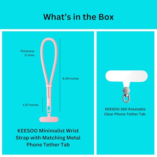 Minimalist Wrist Strap Phone Lanyard with Adjustable Drop-Proof Design, 7mm Reinforced Climbing Rope Material, 2 Phone Tether Tabs (Matching Metal and Rotatable Clear) - Fuscous Grey - color: 03 Minimalist Fuscous Grey