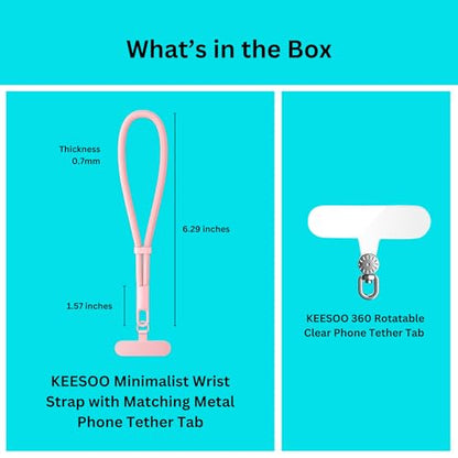 Minimalist Wrist Strap Phone Lanyard with Adjustable Drop-Proof Design, 7mm Reinforced Climbing Rope Material, 2 Phone Tether Tabs (Matching Metal and Rotatable Clear) - Fuscous Grey - color: 03 Minimalist Fuscous Grey