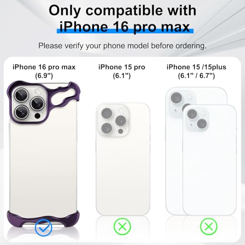 Frameless Phone Case Crafted for iPhone 16 Pro Max Purple - color: Aluminum Purple, size: iPhone 16 Pro Max