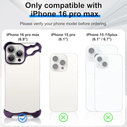 Frameless Phone Case Crafted for iPhone 16 Pro Max Purple - color: Aluminum Purple, size: iPhone 16 Pro Max