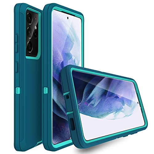 MXX Case Compatible with Galaxy S21 Ultra Case, 3-Layer Super Full Heavy Duty Body Bumper Cover/Shock Protection/Dust Proof, Designed for Samsung Galaxy S21 Ultra 5G 6.8 Inch 2021 (Turquoise) - color: Turquoise