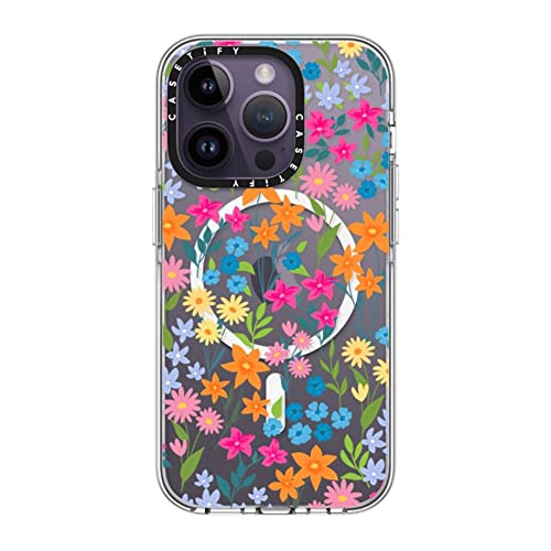 CASETiFY for iPhone 14 Pro Case - Impact Clear Compatible with MagSafe | Not Yellowing | 6.6 ft. 3X Military Grade Drop Protection | bright spring flowers - daisy floral pattern | Clear - color: bright spring flowers, size: Iphone 14 Pro (6.1")
